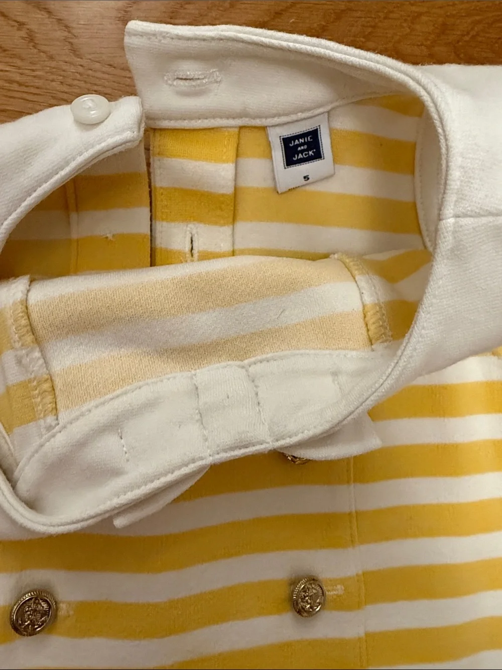 Janie and Jack Yellow and White Striped Dress with Light tan Shorts